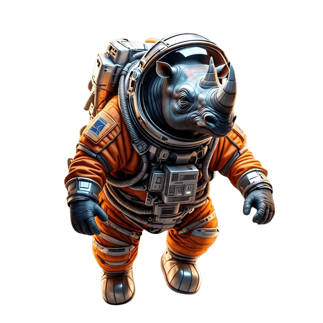 Rinoceronte astronauta, símbolo de Nashorn Comunicaciones